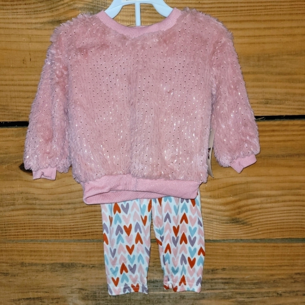 Madison Layne* 2pc Outfit* Soft Pink Top and Heart Print Pants* Sz 2T